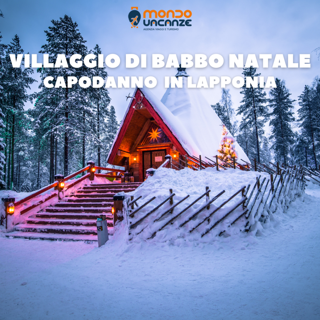 banner pubblicitario per villaggio di babbo natale in lapponia a capodanno