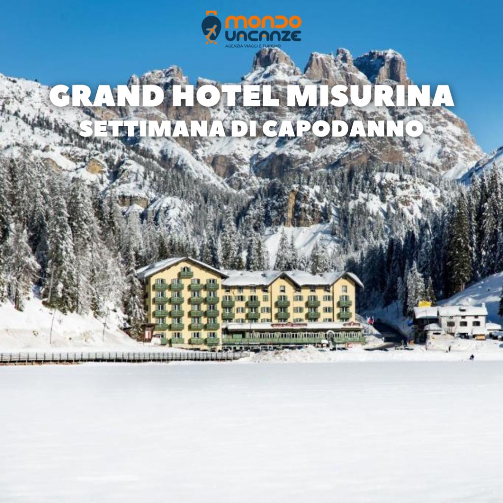 banner pubblicitario per offerta viaggio a capodanno in montagna sulla neve