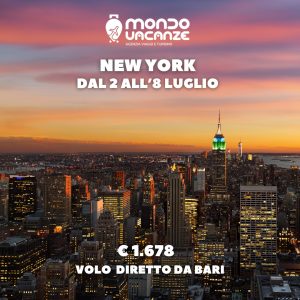 vola da bari a newyork a luglio