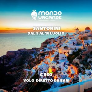 vacanza a santorini a luglio da bari con volo e hotel