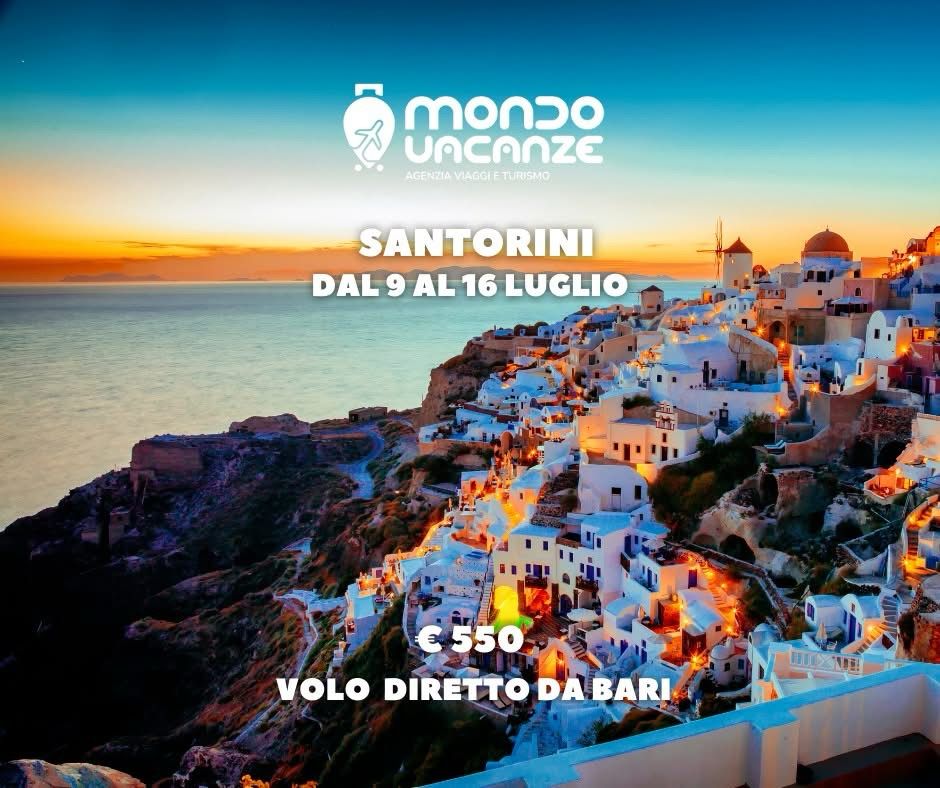 vacanza a santorini a luglio da bari con volo e hotel